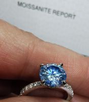 Bague argent avec diamant de moissanite de 2 ct certifié GRA