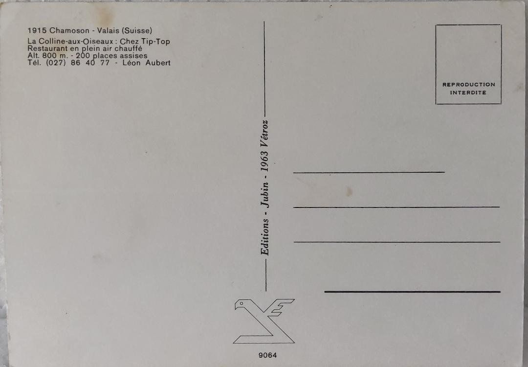 Cartoline postali: CHAMOSSON - La Colline-aux-Oiseaux chez Tip-Top (b) – Usato da Delémont venduto da Domdom1 1