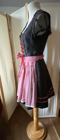 Krüger Dirndl 36 Set 4 teilig, schwarz rot kariert mit Jacke