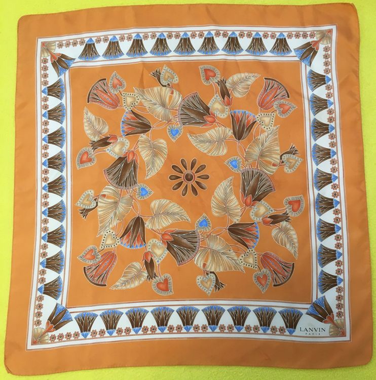 Foulard Carré LANVIN Paris 100% Soie - Vintage, Multicolore - Neuf Sans étiquette - Écharpe Femme De Luxe