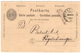 OTTIKON (EFFRETIKON) - rarer Balkenstempel auf Ganzsachen-PK