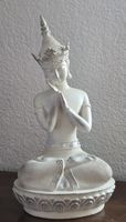 Buddha Figur sitzend weiss silber  neuwertig