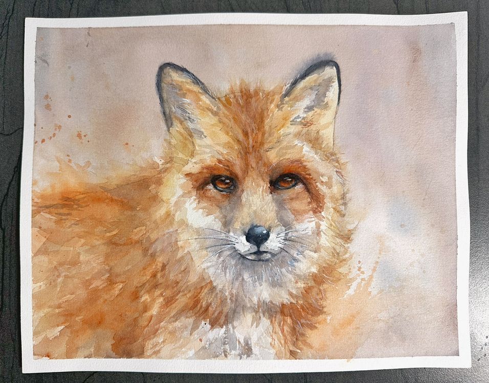Fuchs-Grußkarte Im Aquarell-Look – Süße Karte Mit Recyclebarem Umschlag