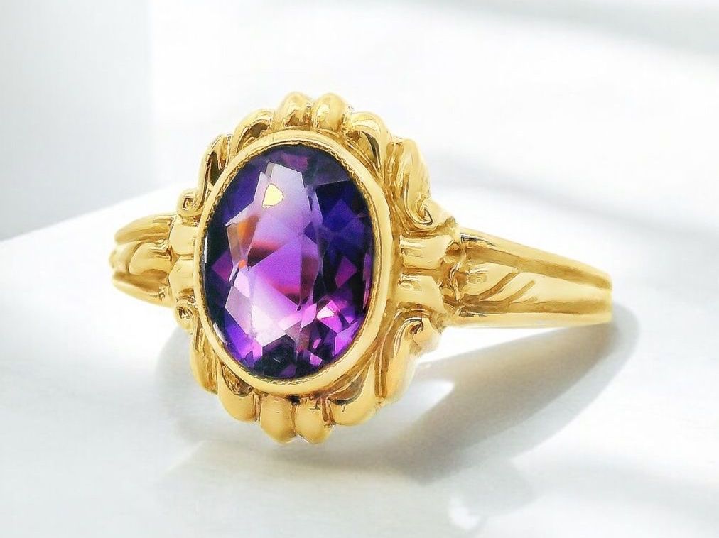 Anelli: Antik Amethyst Gold Ring, Grösse 54 – Usato da Embrach venduto da estzeh1