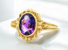 Antik Amethyst Gold Ring, Grösse 54