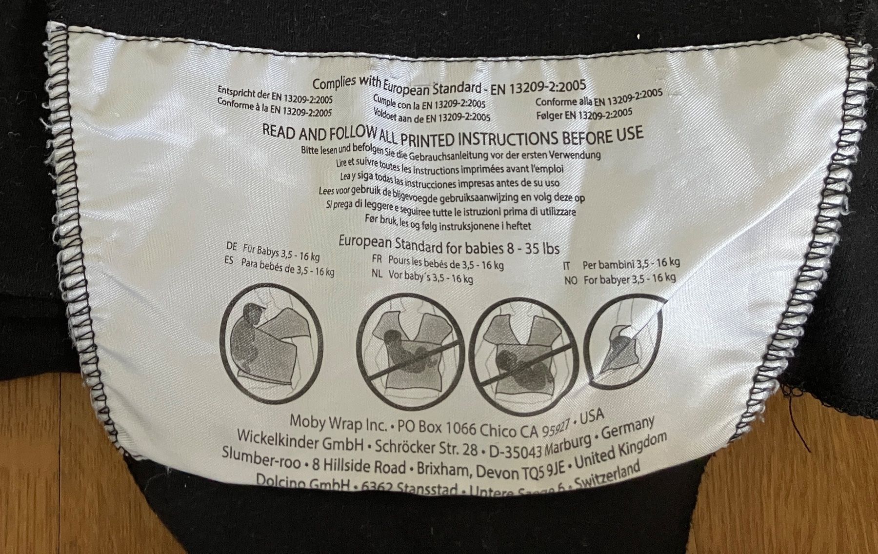 Moby Wrap Marsupi portabebè: Moby Wrap Schwarz – Usato da Zürich venduto da robkat 1
