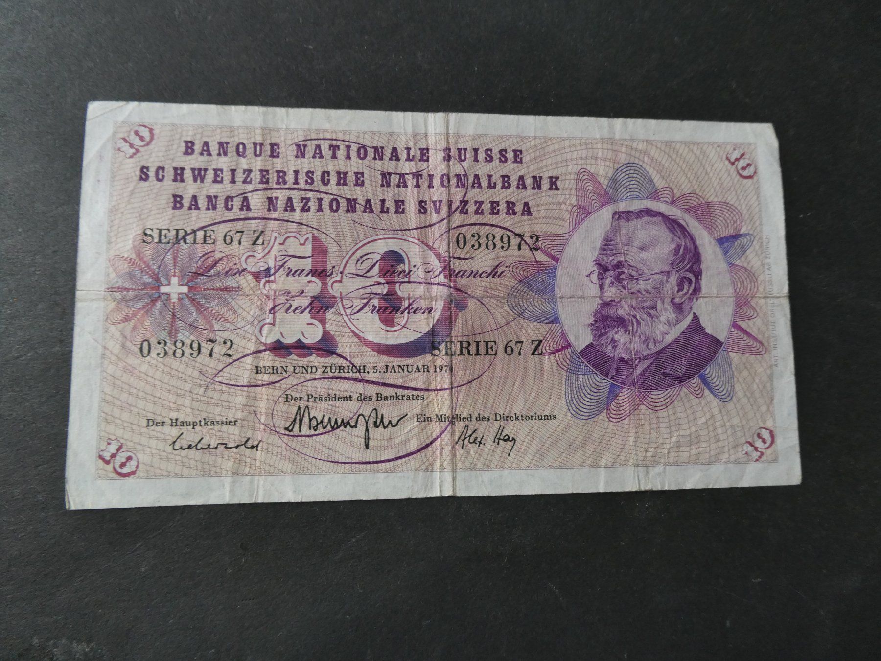Banconote: Schweiz 1970, 10 Franken – Usato da Hinterforst venduto da Rohusri