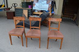 3 Esszimmerstühle Holz Biedermeierstühle Stoffbezug 3 Stück