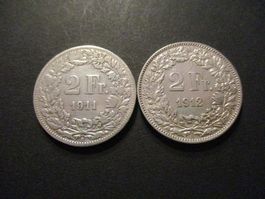 2 x 2.- Fr  1911 + 1912  Pièces magnifiques  Top