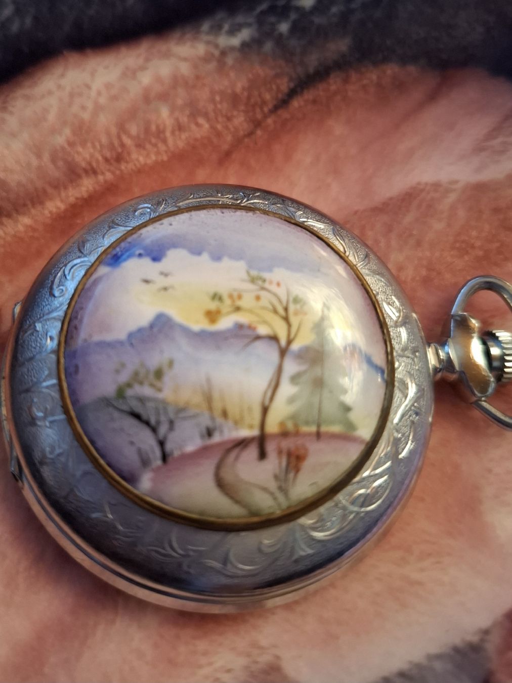 Orologi: MECH.TASCHENUHR MIT EMAILLE-MALEREI LANDSCHAFT – Nuovo (secondo la descrizione) da Gretzenbach venduto da schibaya