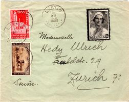 SCHÖNER BELEG VON BELGIEN LUSTIN NACH ZÜRICH 1935 - KA13