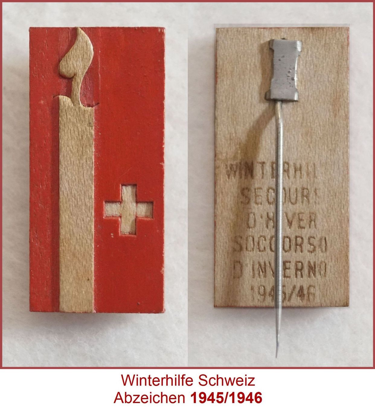 Placchette & Badge: Winterhilfe Schweiz Abzeichen 1945/1946 – Usato da Flamatt venduto da samowarow