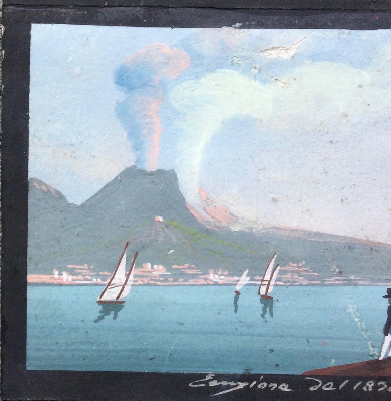 Gemälde: Antike Napoli Vulkan Gouache Gemälde – Gebraucht aus Root von  3