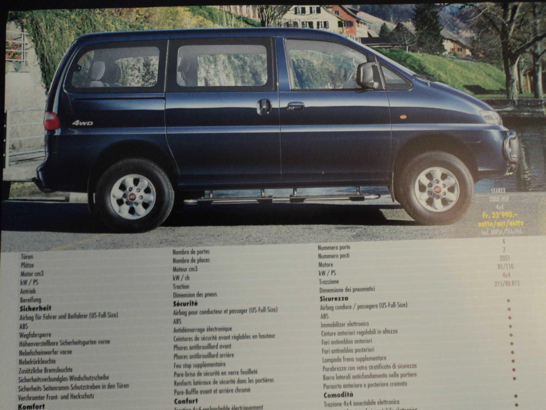 Hyundai Documenti: Prospekt Hyundai Starex 4x4 – Usato da Schwarzenburg venduto da modelCARama 1