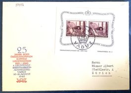 1946 / Lichtenstein FDC / Block W18 - Vaduz - Zürich