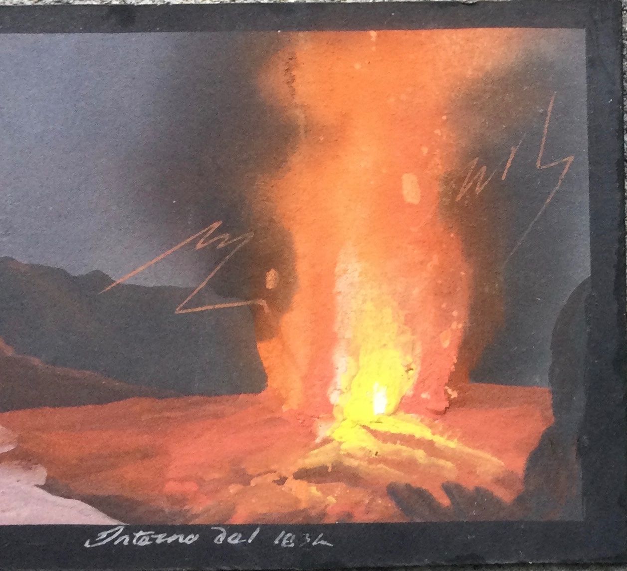 Gemälde: Antike Napoli Vulkan Gouache Gemälde – Gebraucht aus Root von  2