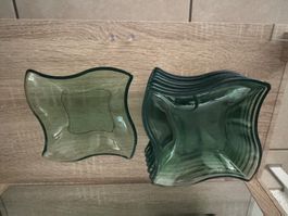 🌻 8 Dessertteller / Salatteller Glas grün, Top Zustand!