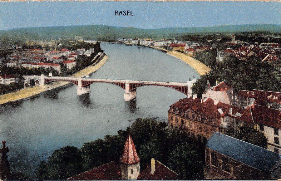 Cartoline postali: Basel, Brücke, um 1910-15 – Usato da Frauenfeld venduto da POML