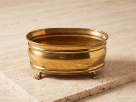 Brass Planter with Paw Feet Oval Bowl Vintage Home Decor