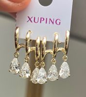 Xuping Ohrringe Tropfen Kristall Goldfarben