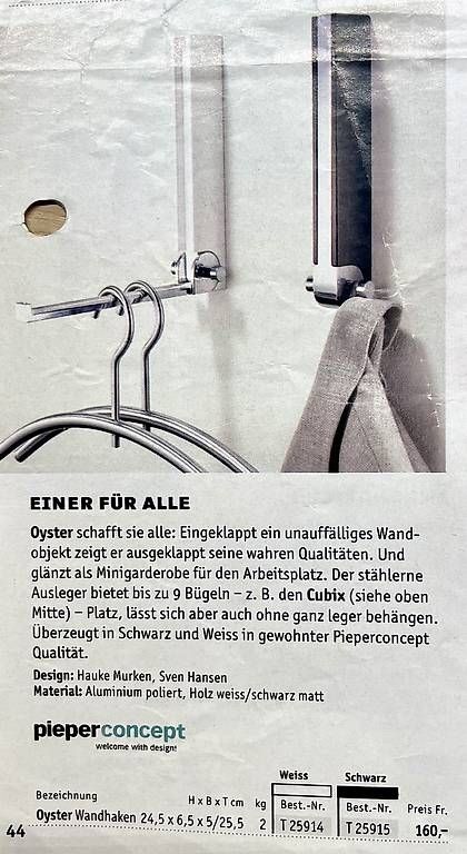 Garderobe: Garderobe-Wandhaken schwarz einklappbar – Gebraucht aus Bottighofen von con_6lgw 4