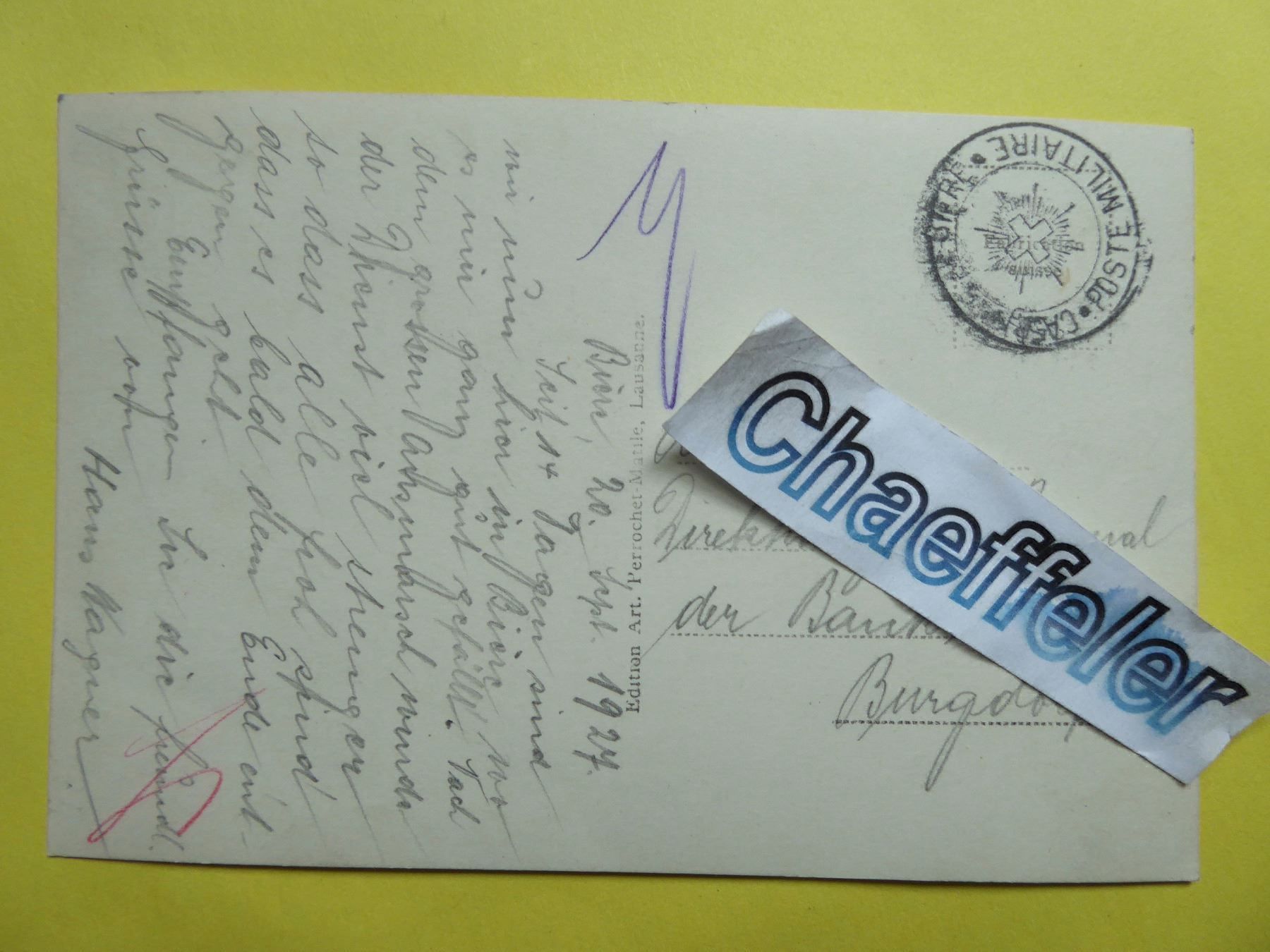 Cartoline postali: 4986 Bière - Vue genérale. 1927 Feldpost – Usato da Zürich venduto da Chaeffeler 1