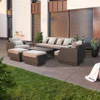 Rattanlounge MELBI inkl. Abdeckung - Anthrazit