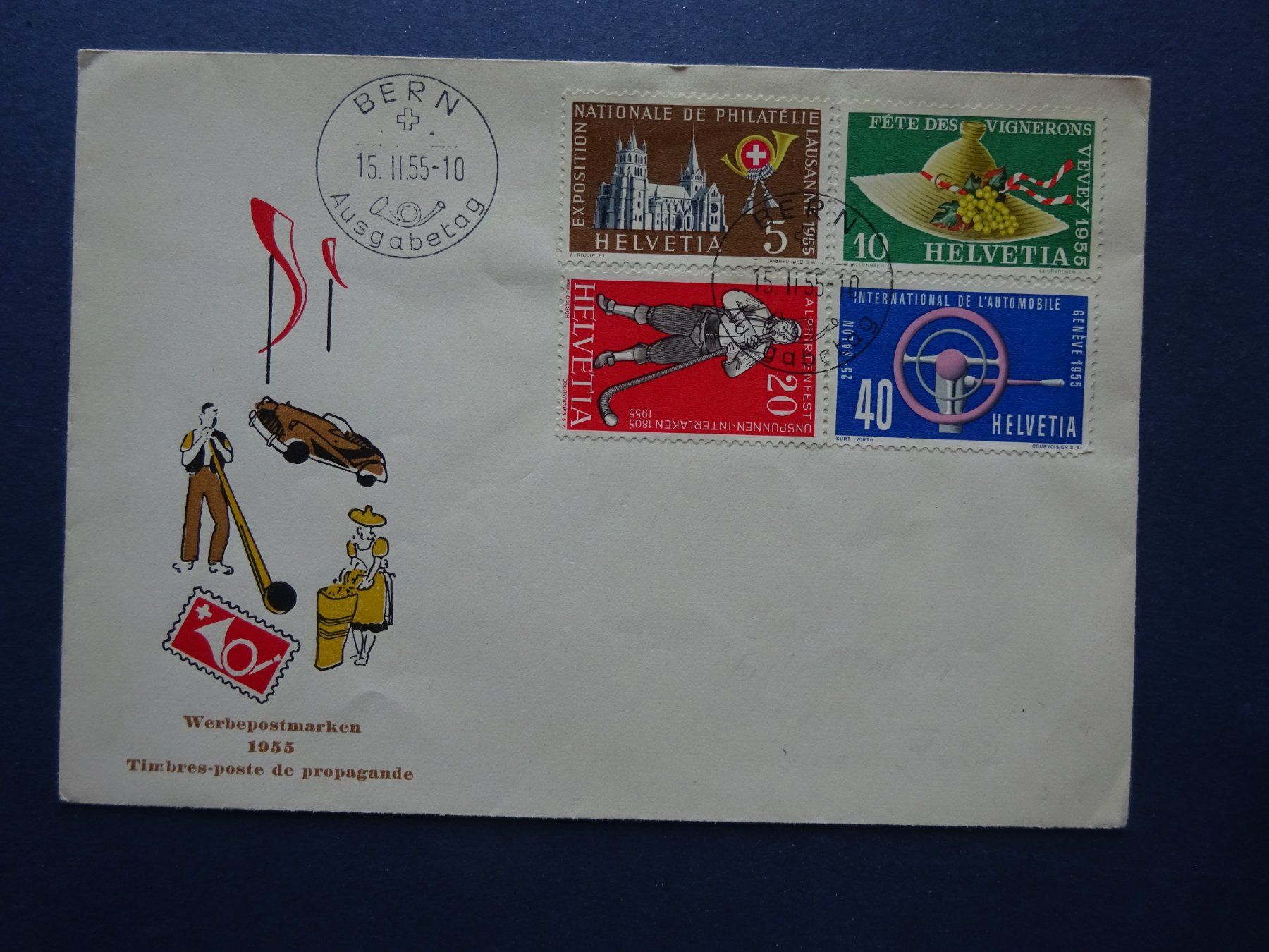 Tutti i francobolli: 1955 Z-Nr.320 - 323 FDC BERN – Usato da Appenzell-Steinegg venduto da adi1975 1
