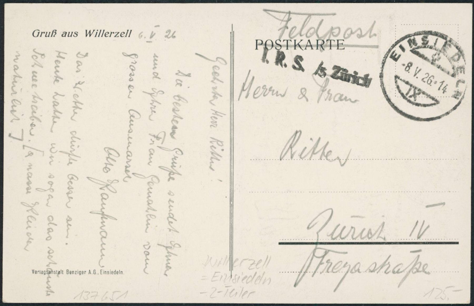 Cartoline postali: SZ Willerzell - Einsiedeln – Usato da Schindellegi venduto da leecollect 1