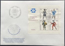 INTERNABA-Block 1974 mit verschiedenen Stempeln