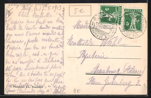 Cartoline postali: Brigue, Teilansicht mit Riederhorn und E – Usato da Berlin venduto da bartko-reher 1
