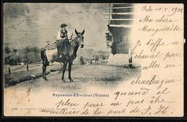 AK Evolène, Paysanne d'Evolène, 1902