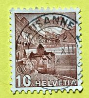 Schloss Chillon und Dents du Midi GESTEMPELT  Landschaften 