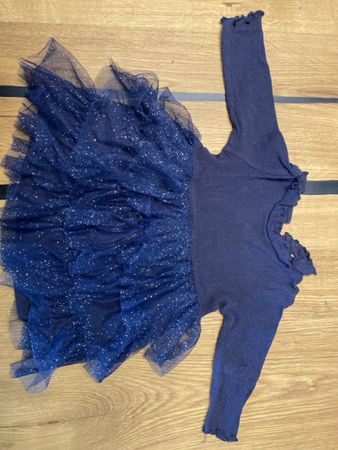 H&M Festliches Kleid, Gr. 74, Dunkelblau, Glitzer, Top!
