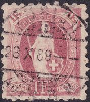 Stehende Helvetia: Nr.71B +Vollstempel von ZÜRICH: 28.X.1889