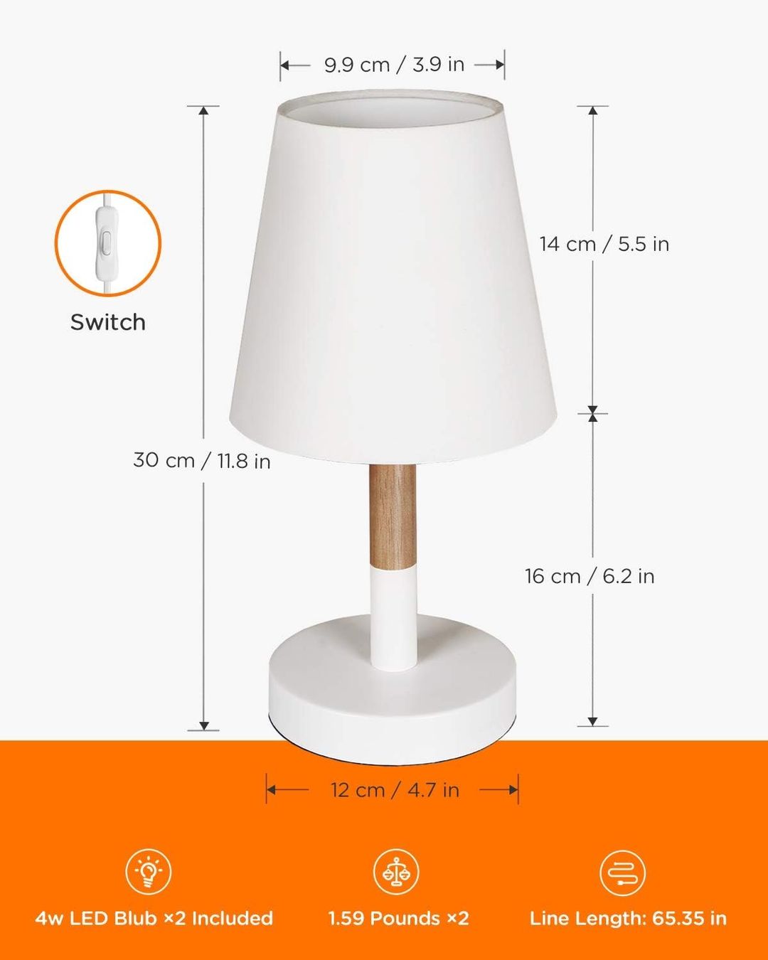 Lampade: 2er Set LED Nachttischlampe aus Holz – Nuovo e nell'imballaggio originale da Nuglar venduto da SaleRitter 5