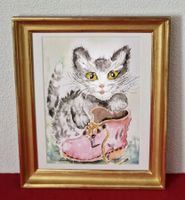 Aquarell: hübsche junger Katze die mit einem Schuh spielt 😸