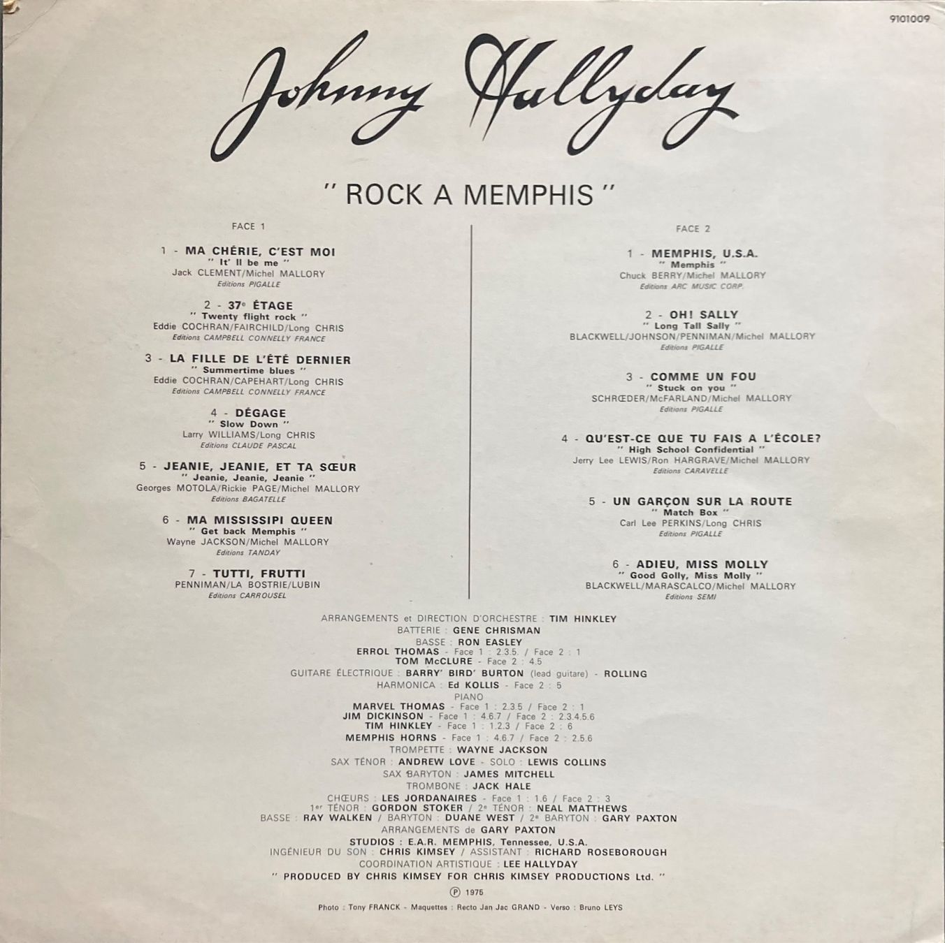 Dischi in vinile: JOHNNY HALLYDAY - ROCK  A MEMPHIS – Usato da Poliez-Pittet venduto da Newtown-Records 2