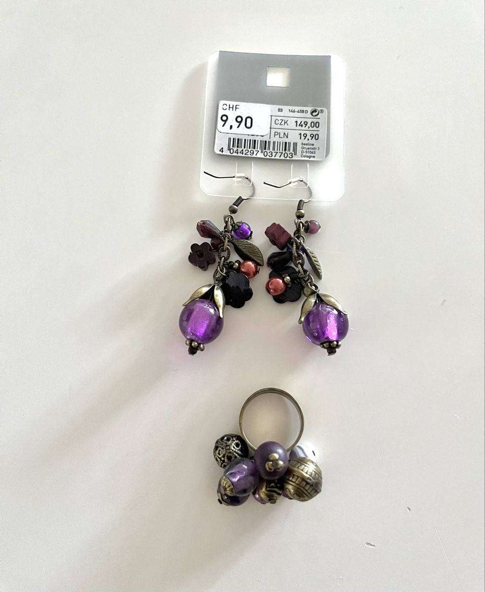 Orecchini pendenti & Orecchini a lobo: NEUE LILA PERLEN OHRRINGE & RING – Nuovo e nell'imballaggio originale da Basel venduto da JJ.Elena 1