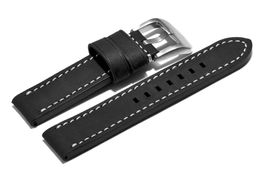 Uhrenarmband extra stark Leder Vintage 24mm schwarz