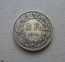 Schweiz ++ 2.- Franken 1874, gute Erhaltung