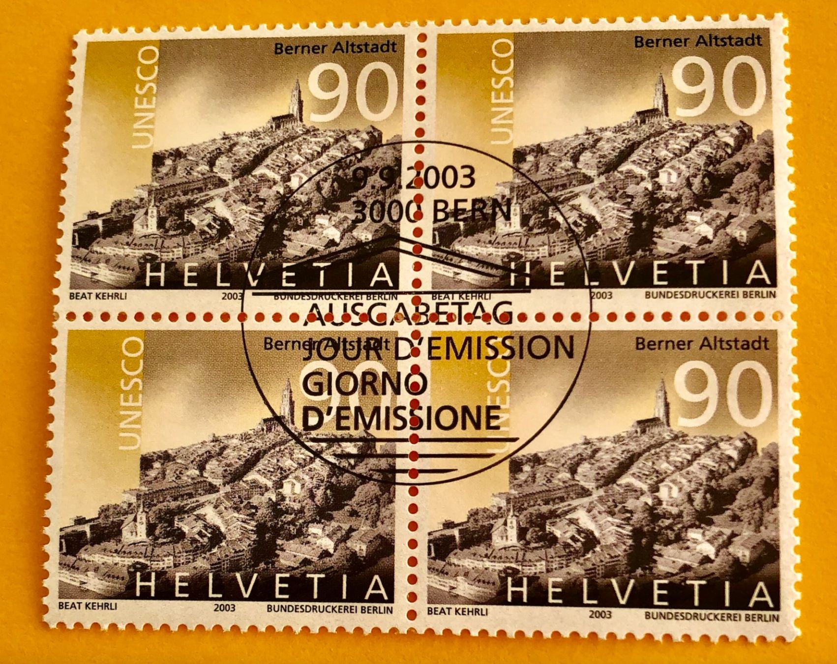 Tutti i francobolli:  Viererblock Nr.1098 Stempelt Bern 2003    – Usato da Aarau venduto da Billa007