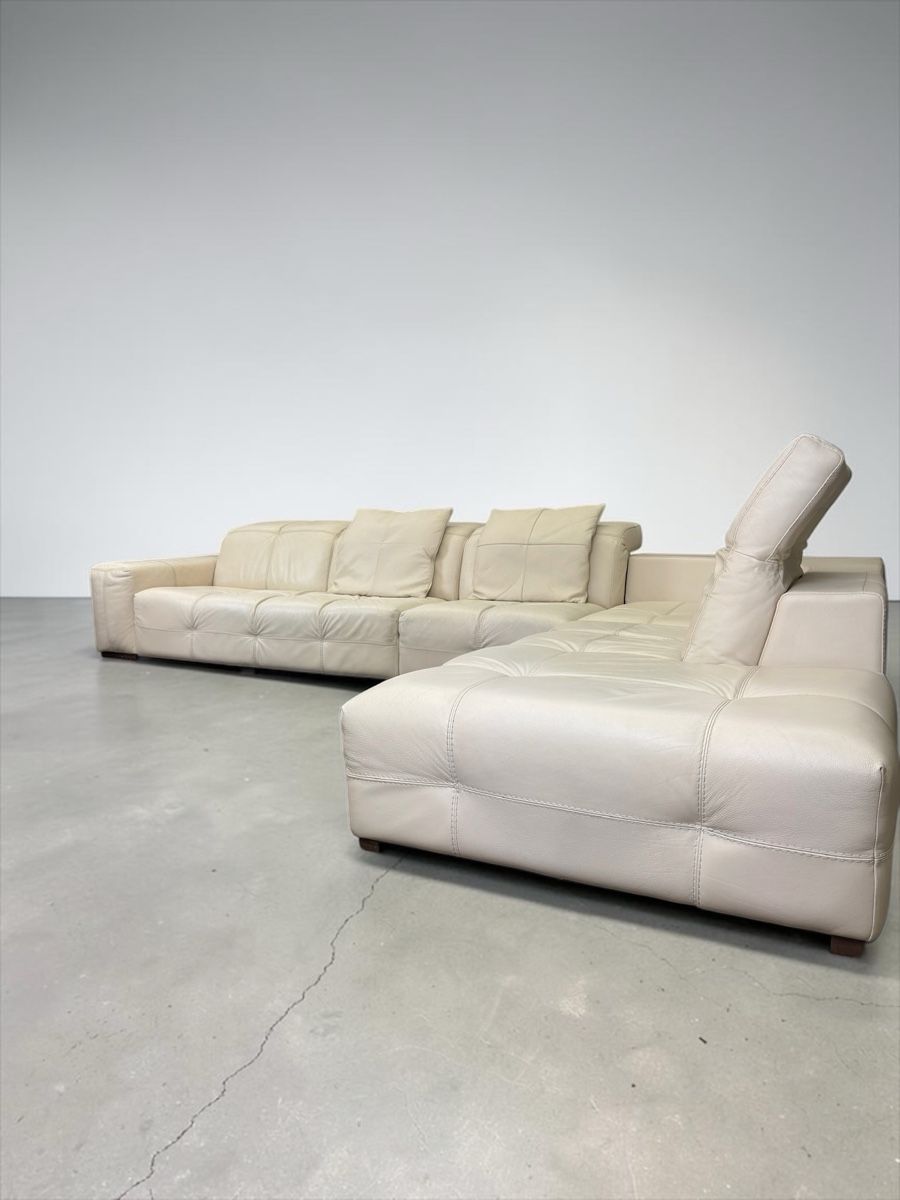 Natuzzi Divani: Natuzzi Designer-Ecksofa Creme aus Schaffell-Leder – Usato da Bachenbülach venduto da Sofalab.swiss 2