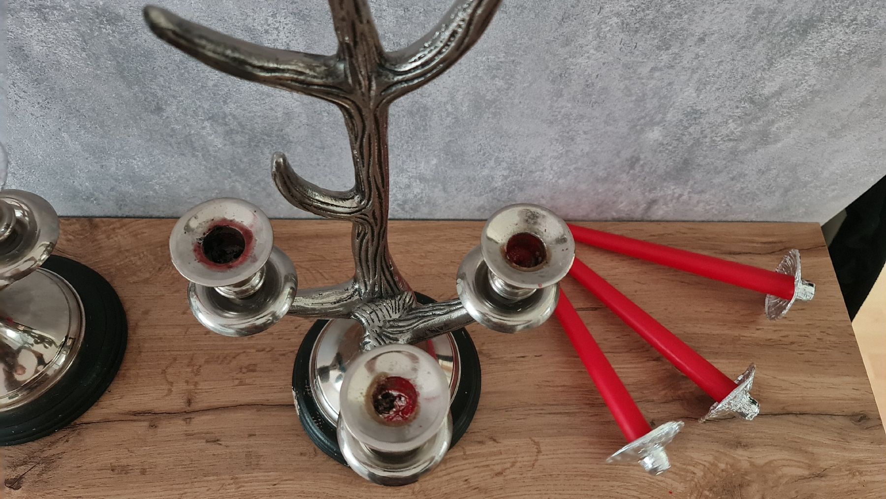 Kerzenständer: 2x Silber Kerzenständer 3-flammig Baum Geweih Design. – Gebraucht aus Ibach von ole_6whn 8