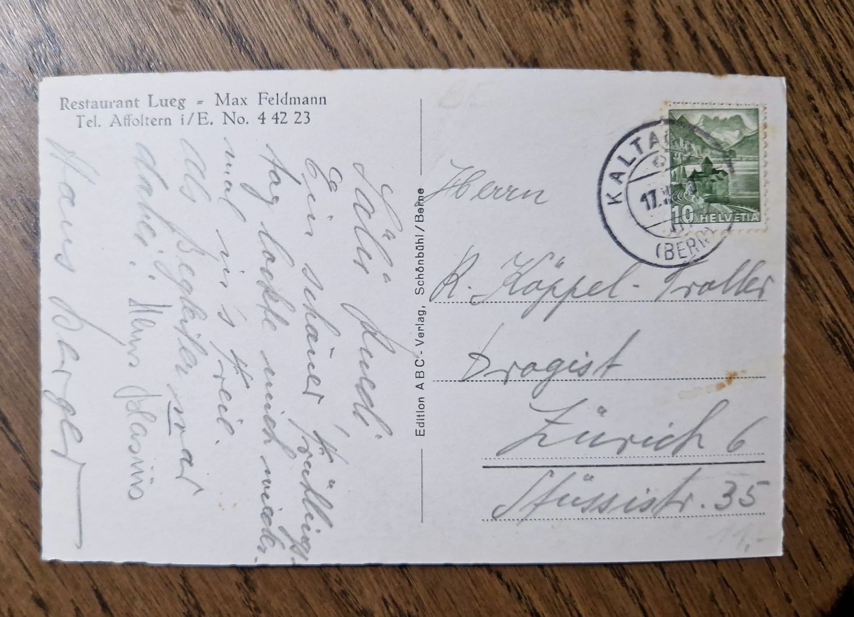 Cartoline postali: Aussicht von der Lueg bei Affoltern i.E. – Usato da Ebikon venduto da Donar50 1