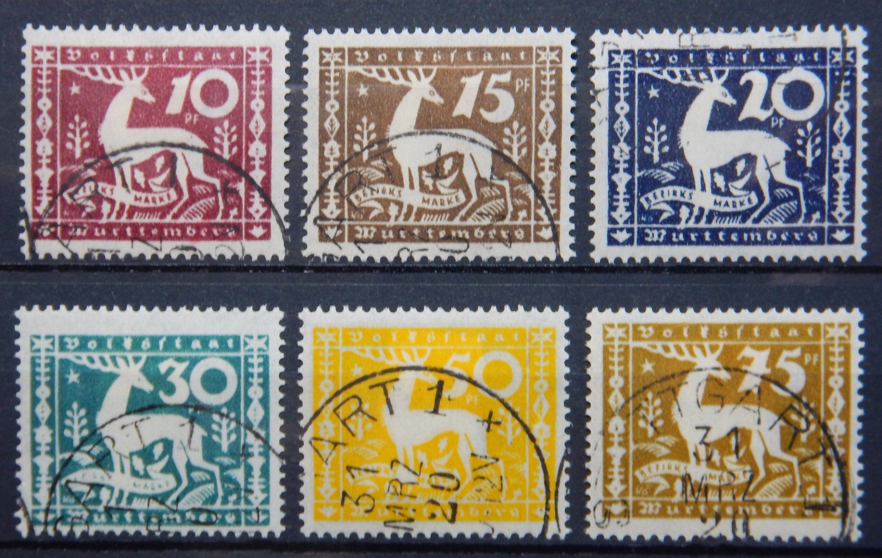 Tutti i francobolli: Württemberg Kat. 144-149 gest. 1920 – Usato da Zürich venduto da Muehlekauf