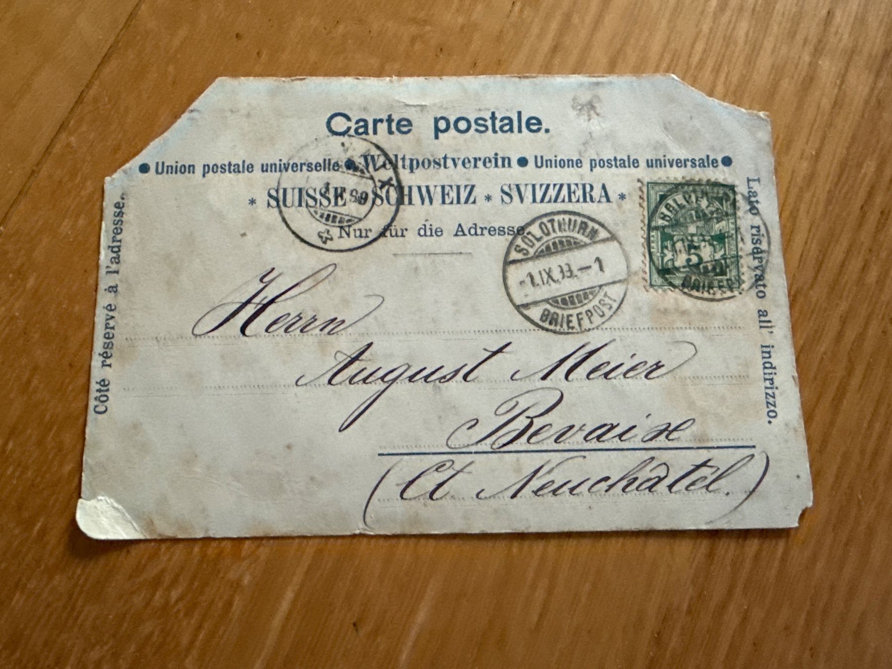 Cartoline postali: Gruss aus Solothurn Postkarte Antik 1899 – Usato da Wohlen AG venduto da NincoA-Z 1