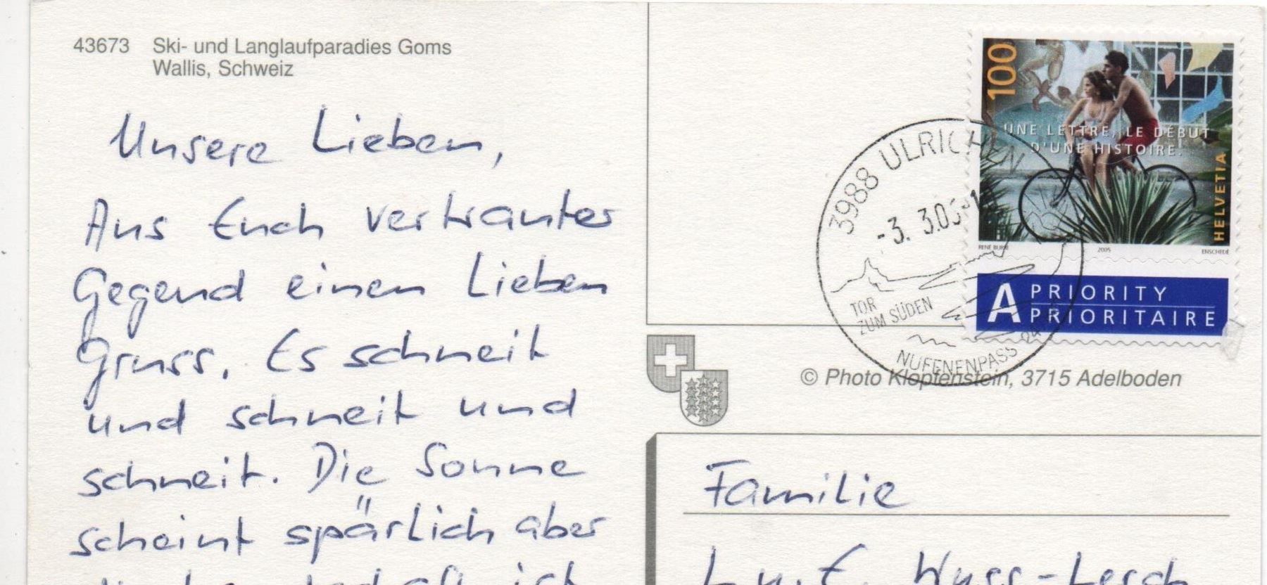 Ansichtskarten: ULRICHEN Ski- und Langlaufparadies Goms – Gebraucht aus Jona von philajona 1