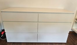 MALM Kommode mit 6 Schubladen, weiß, 154x50 cm