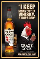 Blechschild-CRAZY COCK MALT WHISKY